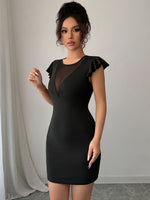 Robe moulante élégante avec manches bouffantes#Paris