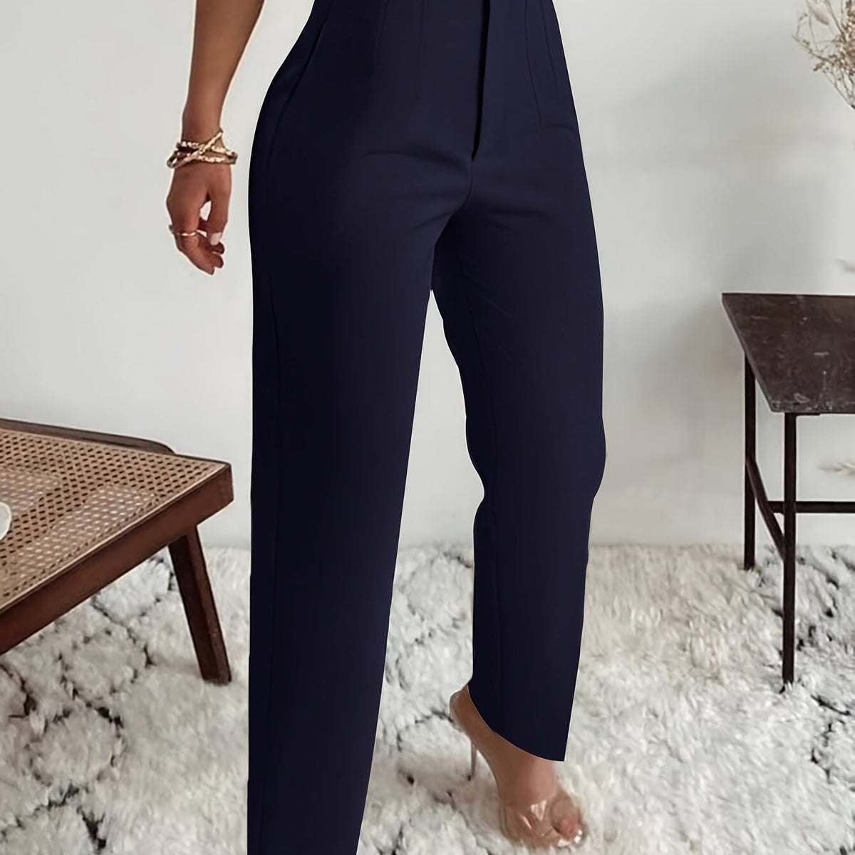 Pantalon taille haute coupe slim