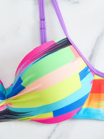Maillot de bain 2 pièces à motifs color block