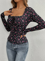 Blouse fleurie à encolure carrée pour femme #Paris