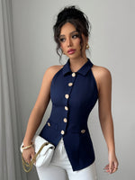 Gilet sans manches bleu marine style français #Paris