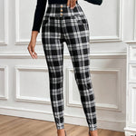 Pantalon skinny taille haute à carreaux