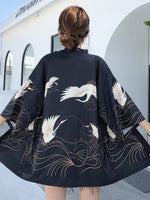 Kimono ouvert à imprimé grue