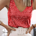 Top à sequins scintillants à col en V