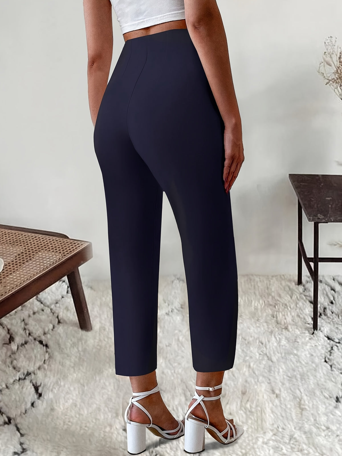 Pantalon taille haute coupe slim