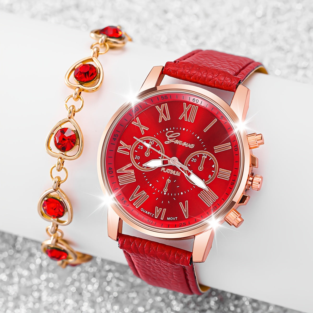 Ensemble montre et bracelet zircon pour femme + bracelet offert