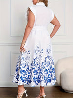 Robe grande taille à imprimé fleuri avec manches