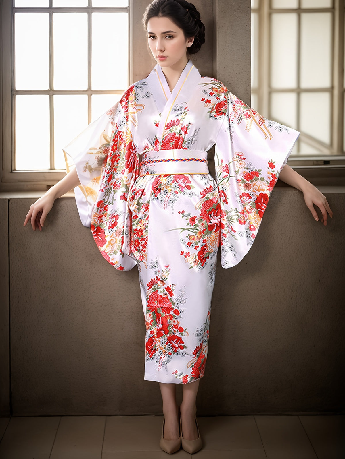Kimono élégant à imprimé floral pour femme