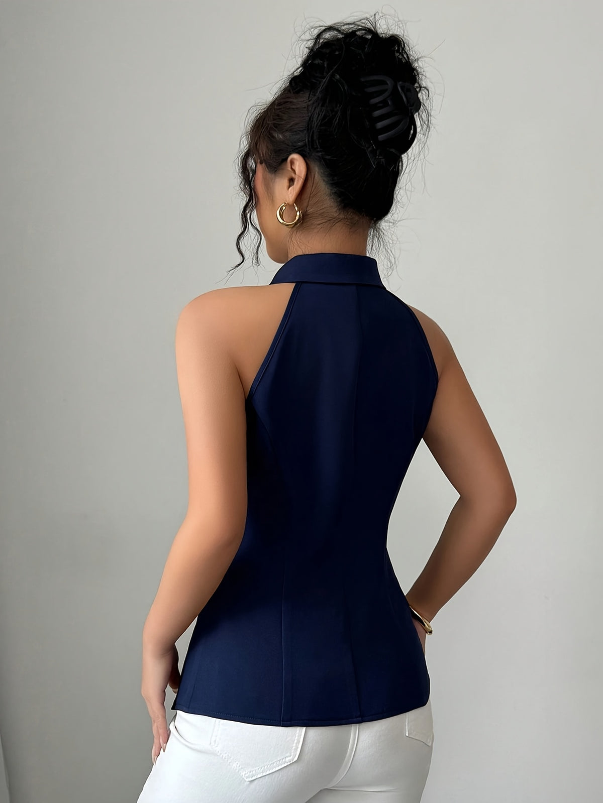 Gilet sans manches bleu marine style français #Paris