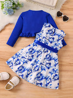 Ensemble romantique bleu floral pour fille