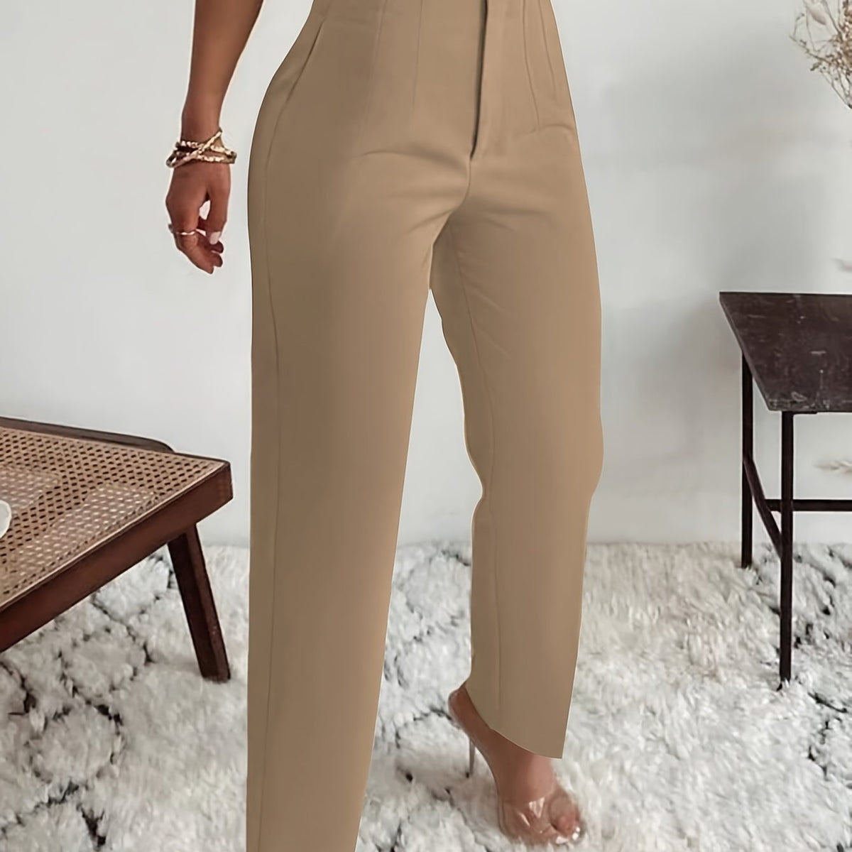 Pantalon taille haute coupe slim