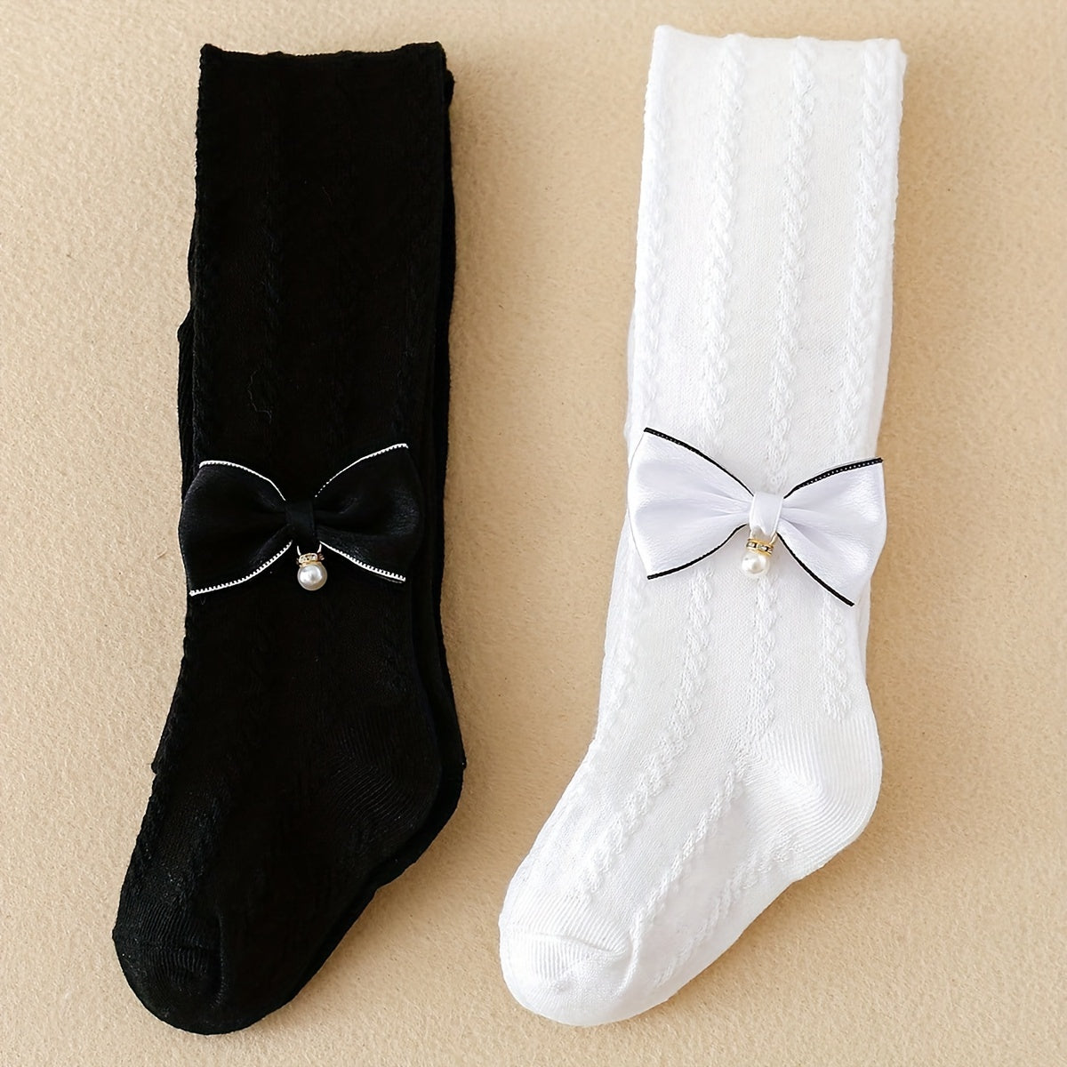 Lot de 2 collants texturés avec nœud