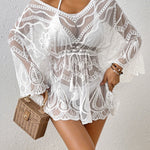 Vestido playero bohemio de encaje blanco #MONACO colección 2025
