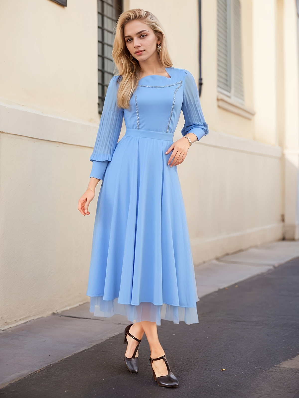 Robe longue élégante en mousseline