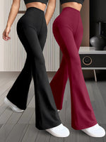 Pack of 2 pairs of women's high waisted flared leg pants
