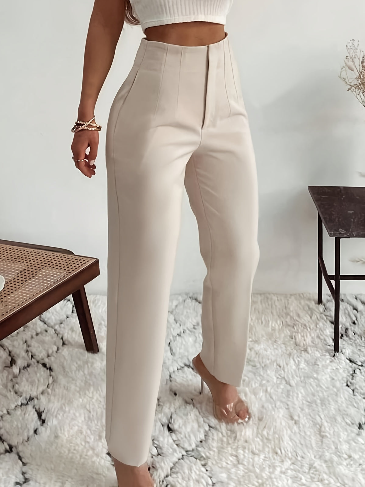 Pantalon taille haute coupe slim