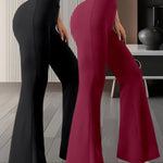 Pack of 2 pairs of women's high waisted flared leg pants