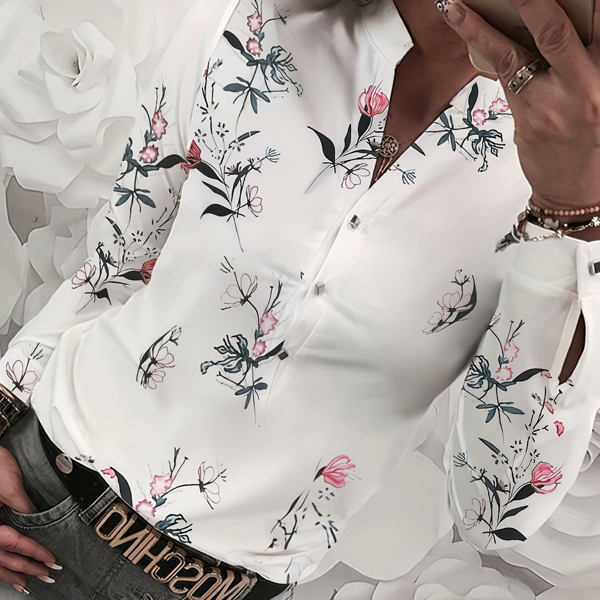 Blouse à imprimé floral à manches longues pour femmes #Monaco