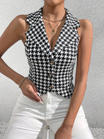 Gilet élégant à imprimé pied-de-poule & boutonnage #collection Paris 2025