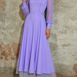Robe longue élégante en mousseline