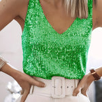 Top à sequins scintillants à col en V