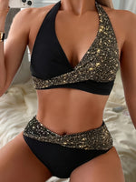 Maillot de bain 2 pièces sexy taille haute à pois