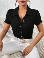 Chemise slim à boutons en forme de cœur noire #L911
