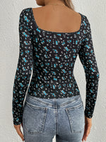 Blouse fleurie à encolure carrée pour femme #Paris