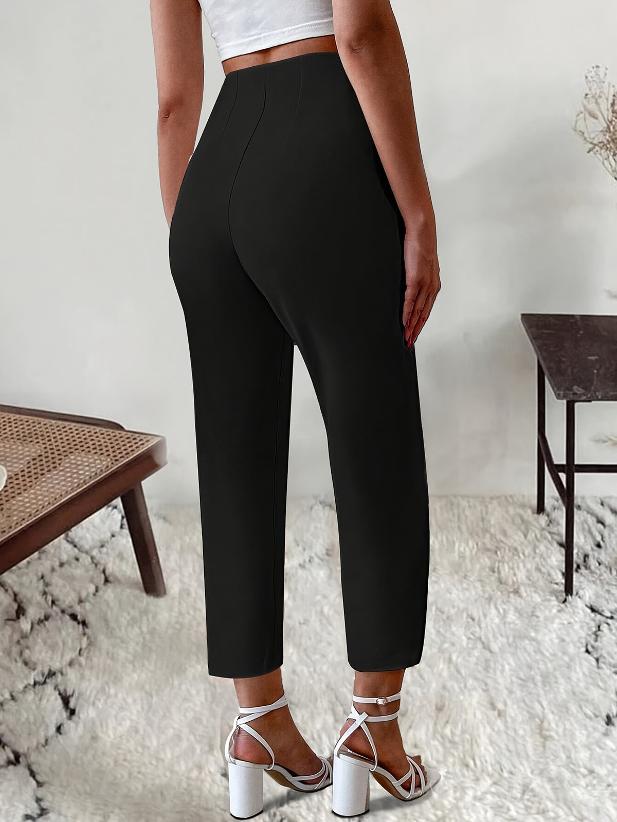 Pantalon taille haute coupe slim