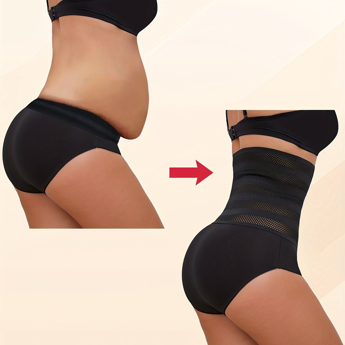 Culotte gainante noir taille haute – effet ventre plat
