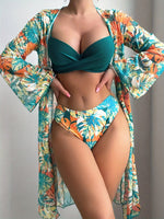 Maillot de bain 3 pièces imprimé tropical