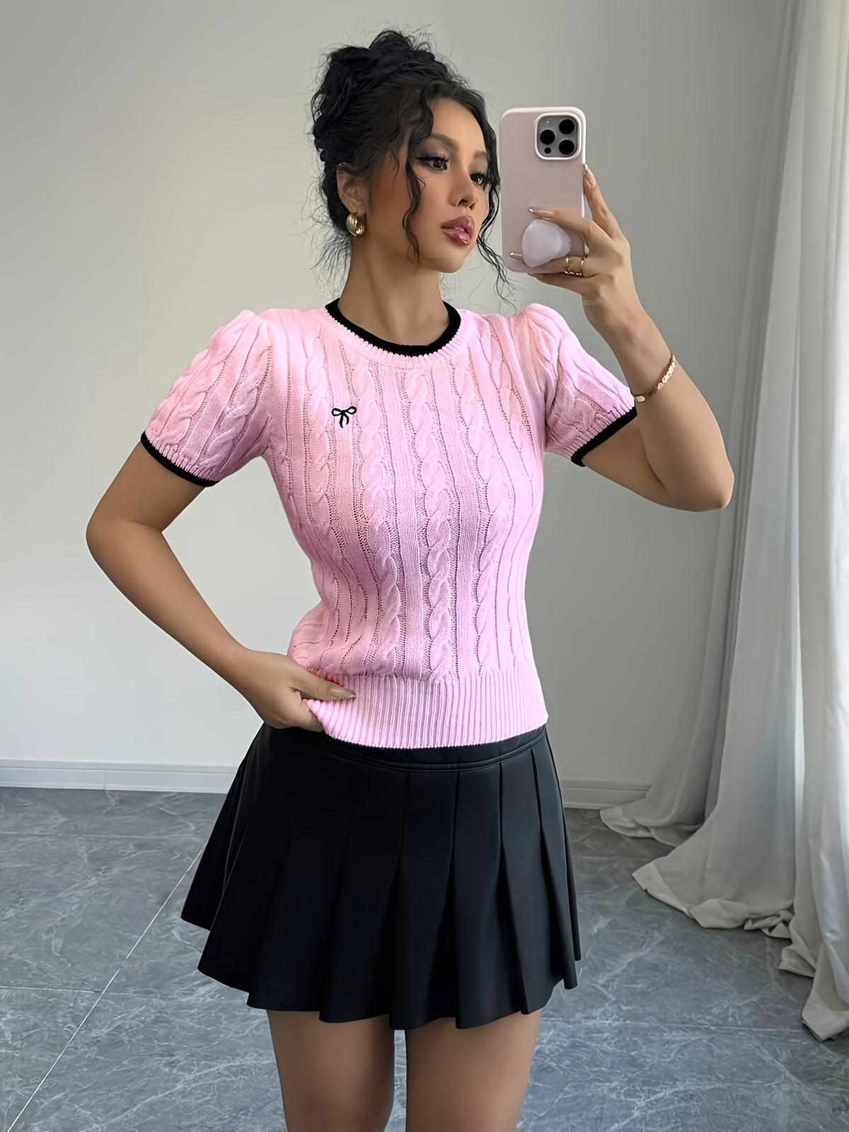 Top en maille rose pastel pour femme #Paris