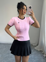 Top en maille rose pastel pour femme #Paris