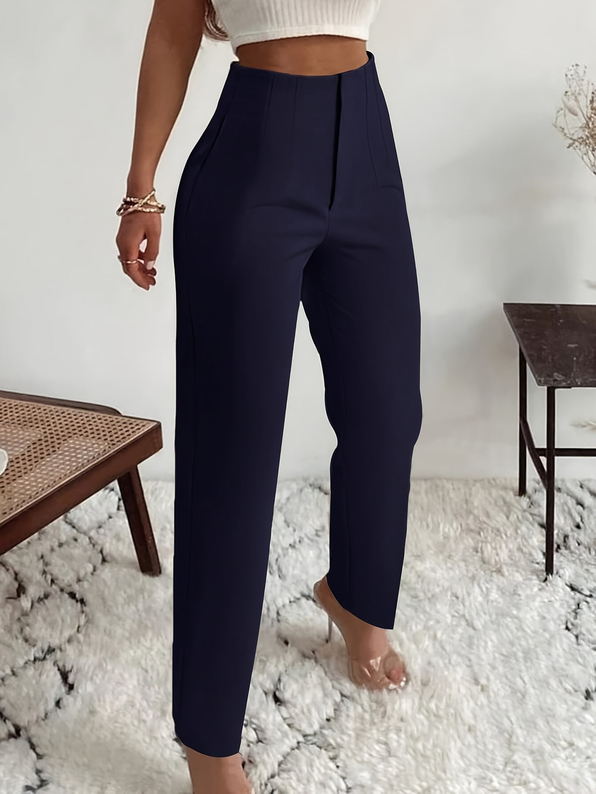 Pantalon taille haute coupe slim