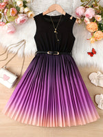 Elegant off-shoulder pleated dress with belt for girls, showcasing a chic and feminine silhouette ideal for summer occasions.