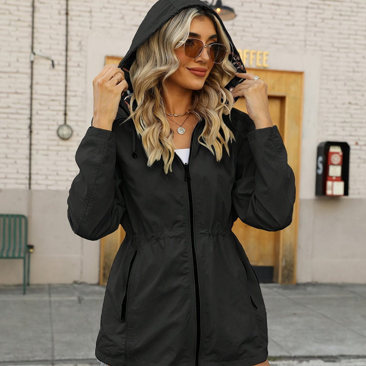 Veste légère réversible à imprimé floral pour femme #L911