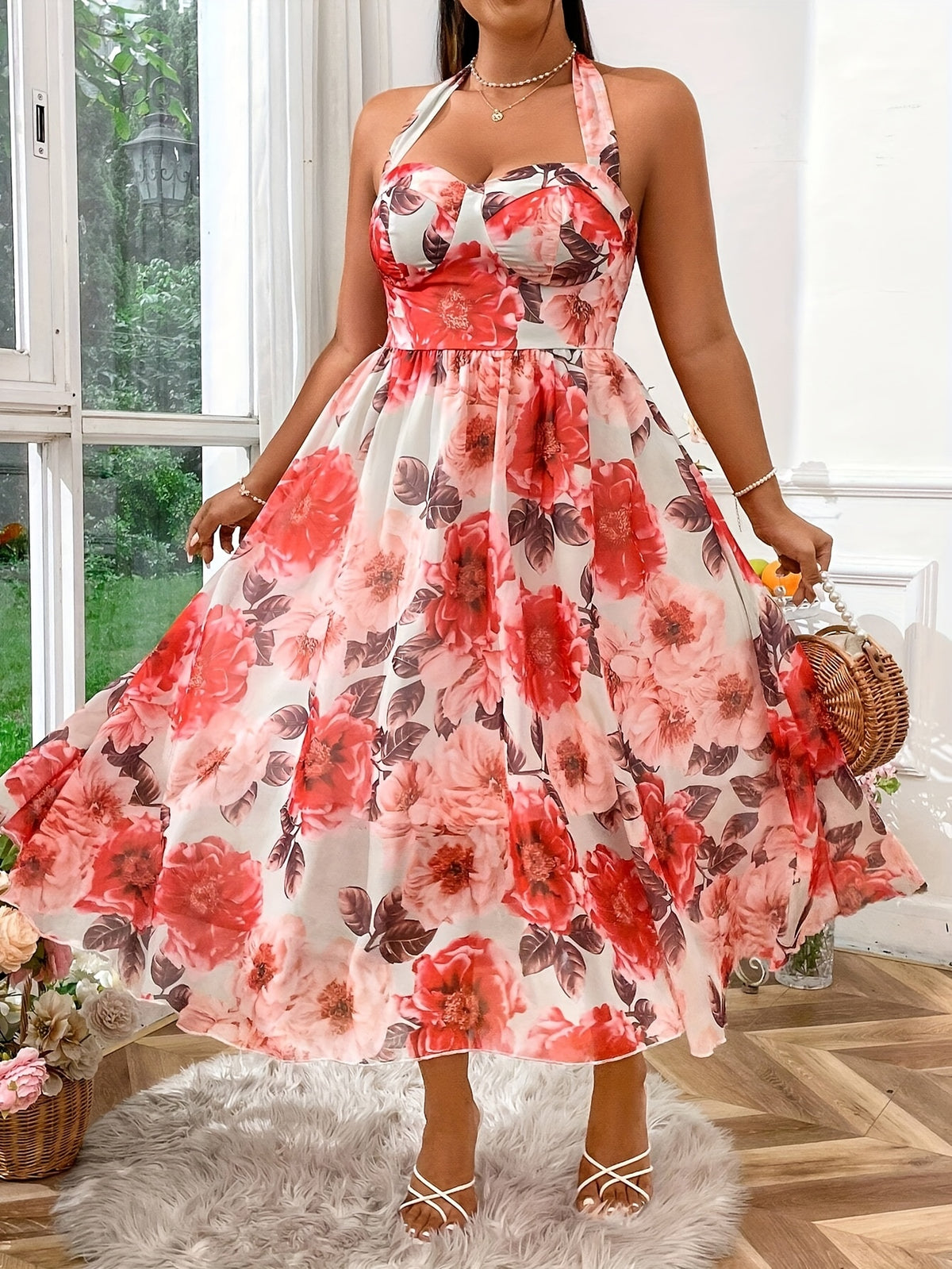 Robe dos nu à imprimé floral