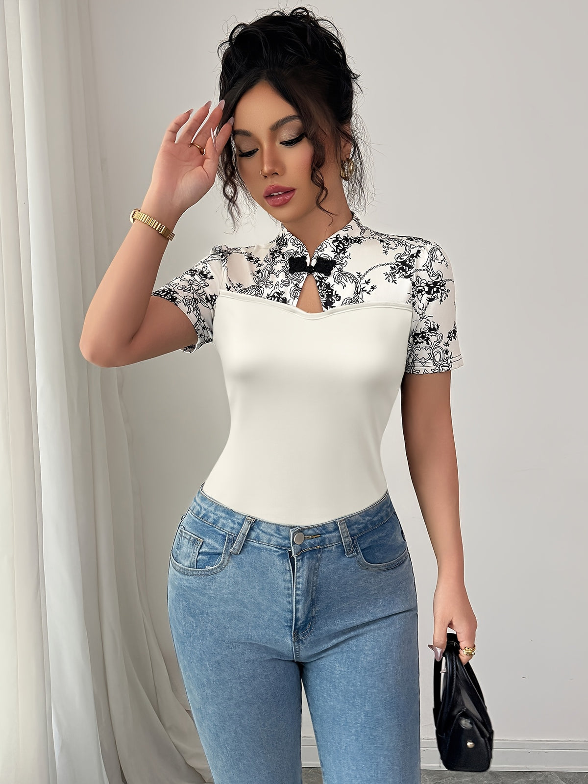 T-shirt femme bicolore noir et blanc #Paris