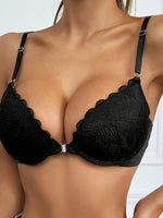 Soutien-gorge noir élégant à boutons avant