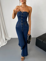 Combinaison en Denim à Bouton #Paris