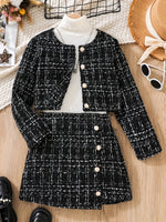Ensemble élégant à carreaux pour filles 2pcs