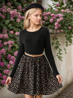 Robe tricotée à patchwork floral pour filles
