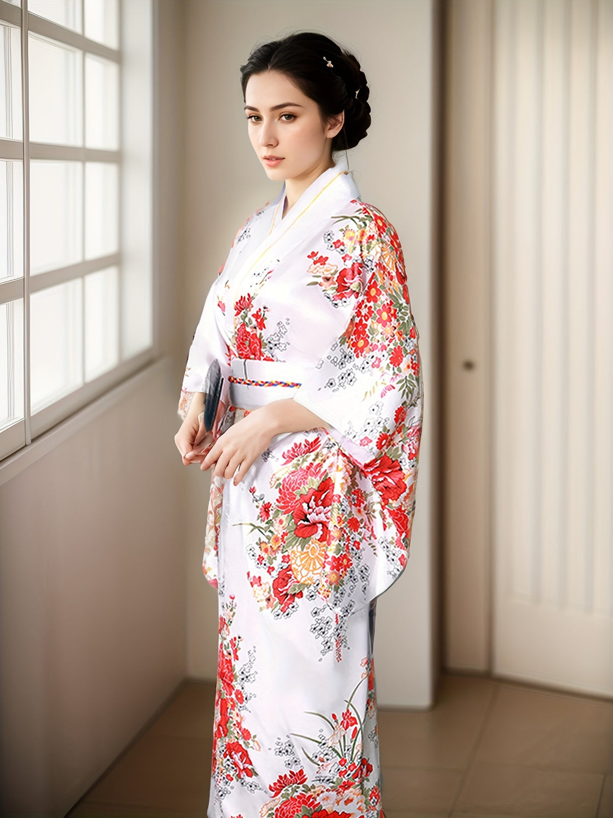 Kimono élégant à imprimé floral pour femme