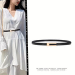 Ceinture vintage en cuir pur avec élastique