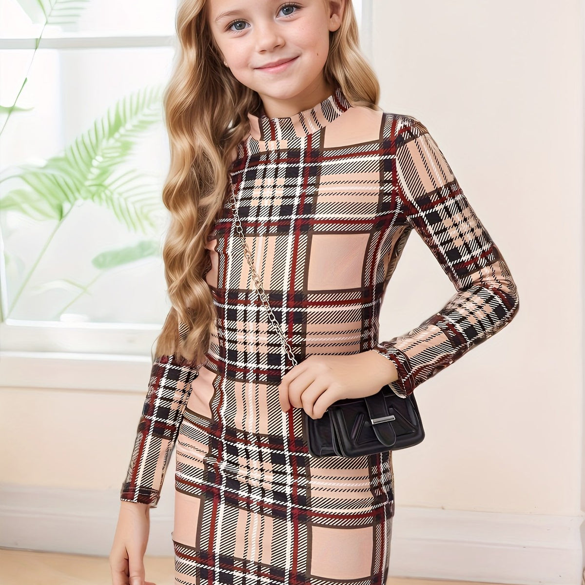 Robe mini à carreaux pour filles