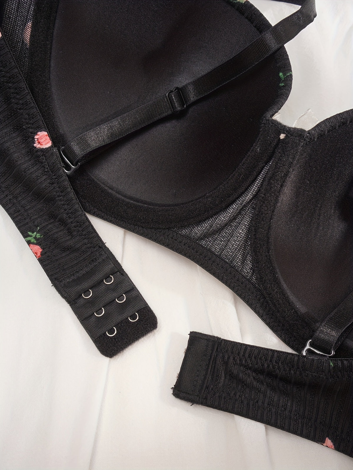 Ensemble Lingerie Floral avec Soutien-Gorge Push-Up