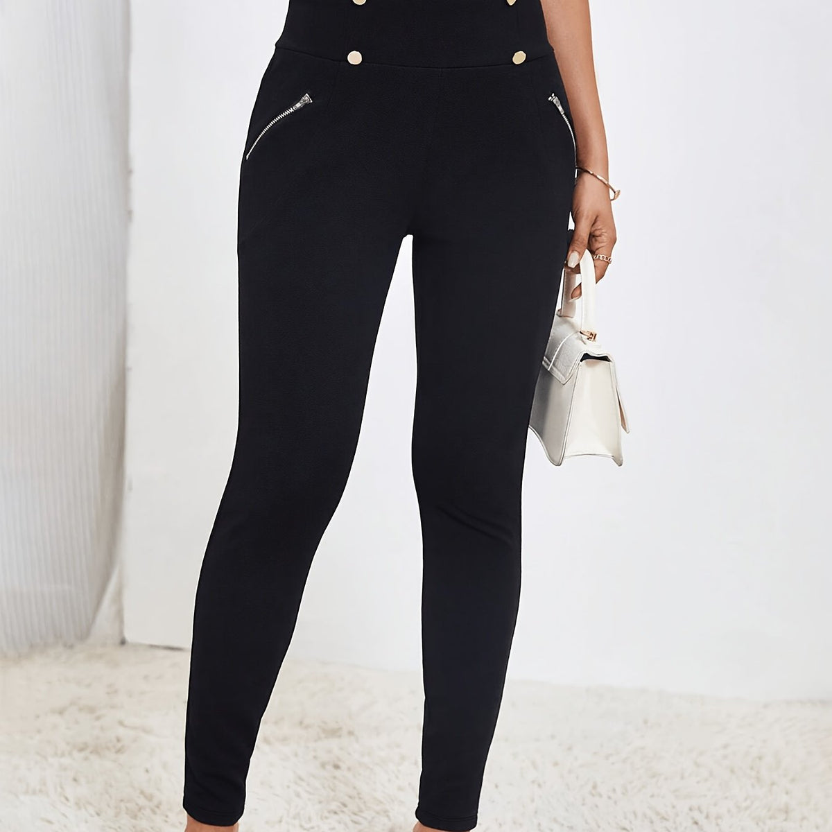 Pantalon Skinny détaillé par fermeture éclair 