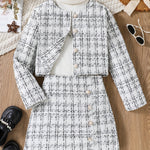 Ensemble élégant à carreaux pour filles 2pcs