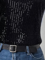 Top noir dos nu à sequins
