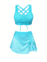 Maillot de bain 2 pièces avec jupe à fente